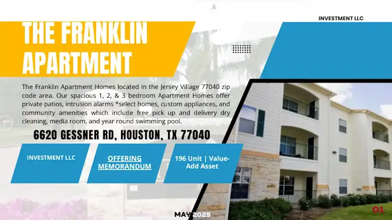 Cover image for _PITCHDECK FOR THE FRANKLIN APARTMENT, HOUSTON, TEXAS.pdf