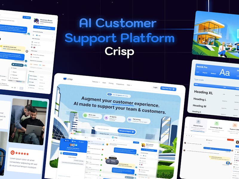 Cover image for Figma Landing Page Design for AI Customer Support Brand (Crisp)