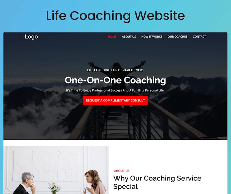 Cover image for One on one coaching service company website on Behance
