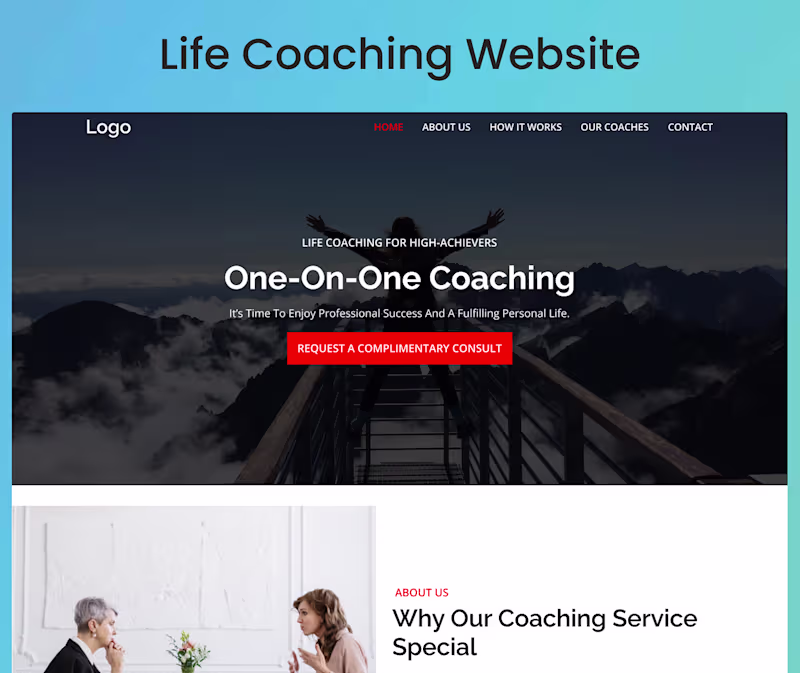 Cover image for One on one coaching service company website on Behance