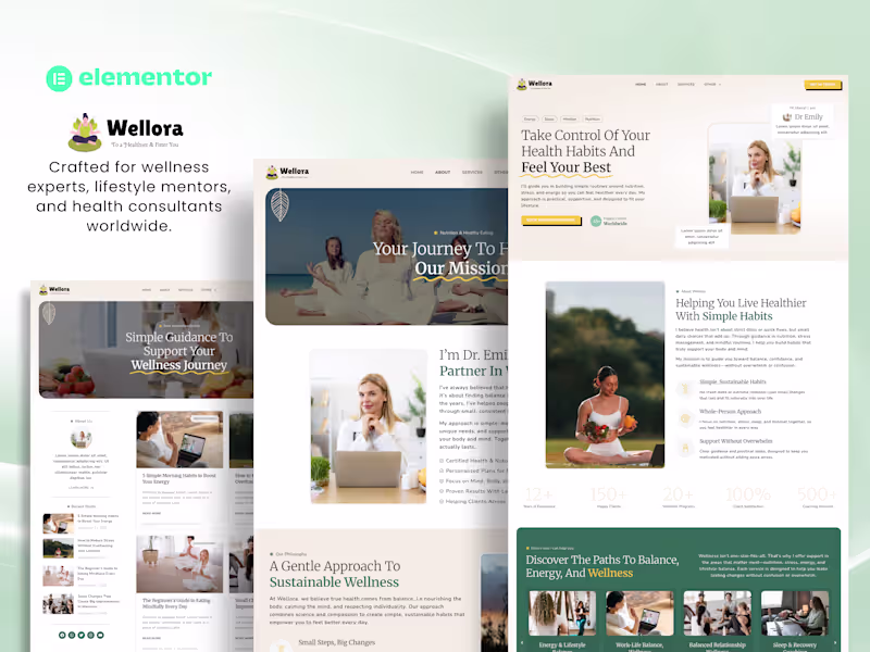 Cover image for Wellora Elementor Pro Template Kit Development
