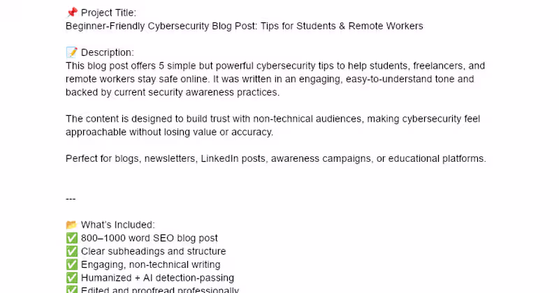 Cover image for Beginner-Friendly Cybersecurity Blog Post