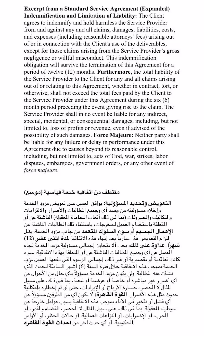 Cover image for Legal Translation Portfolio: English to Arabic A detailed tr...