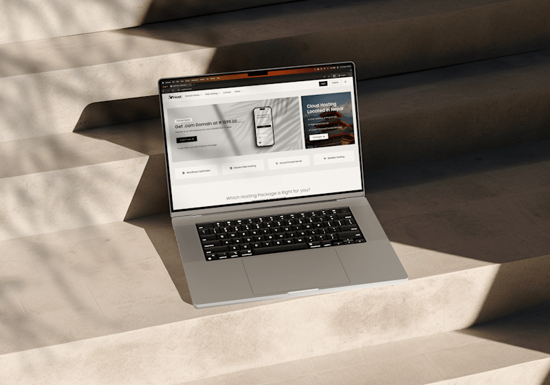 Cover image for Minimal Web Hosting Landing Page Macbook Mockup