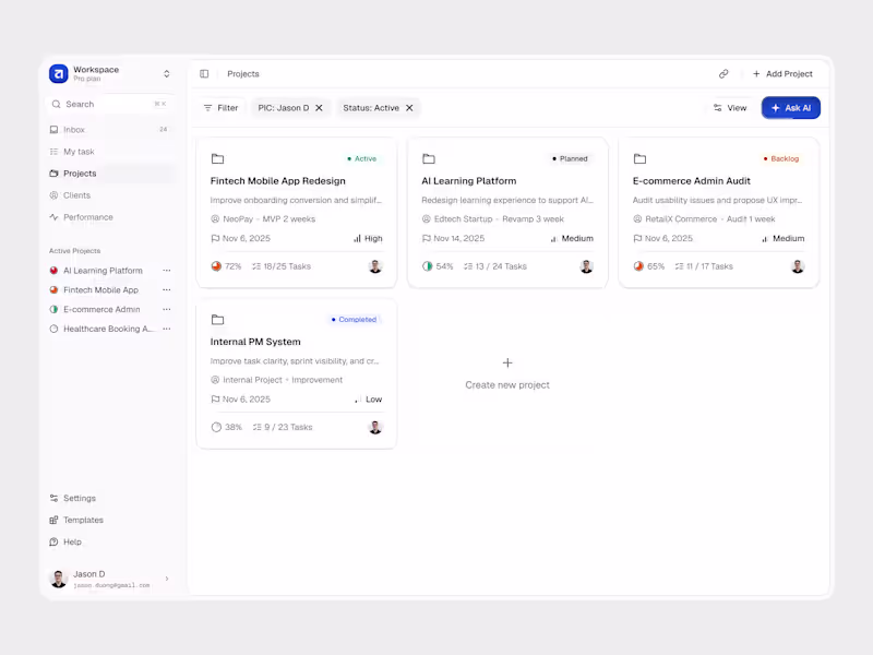 Cover image for Project Dashboard Concept — Built for Real Work A lightweigh...