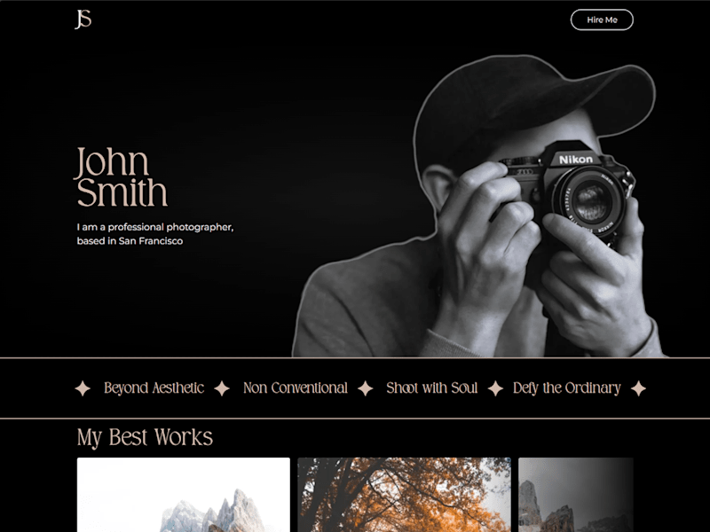 Cover image for A photographer's portfolio website