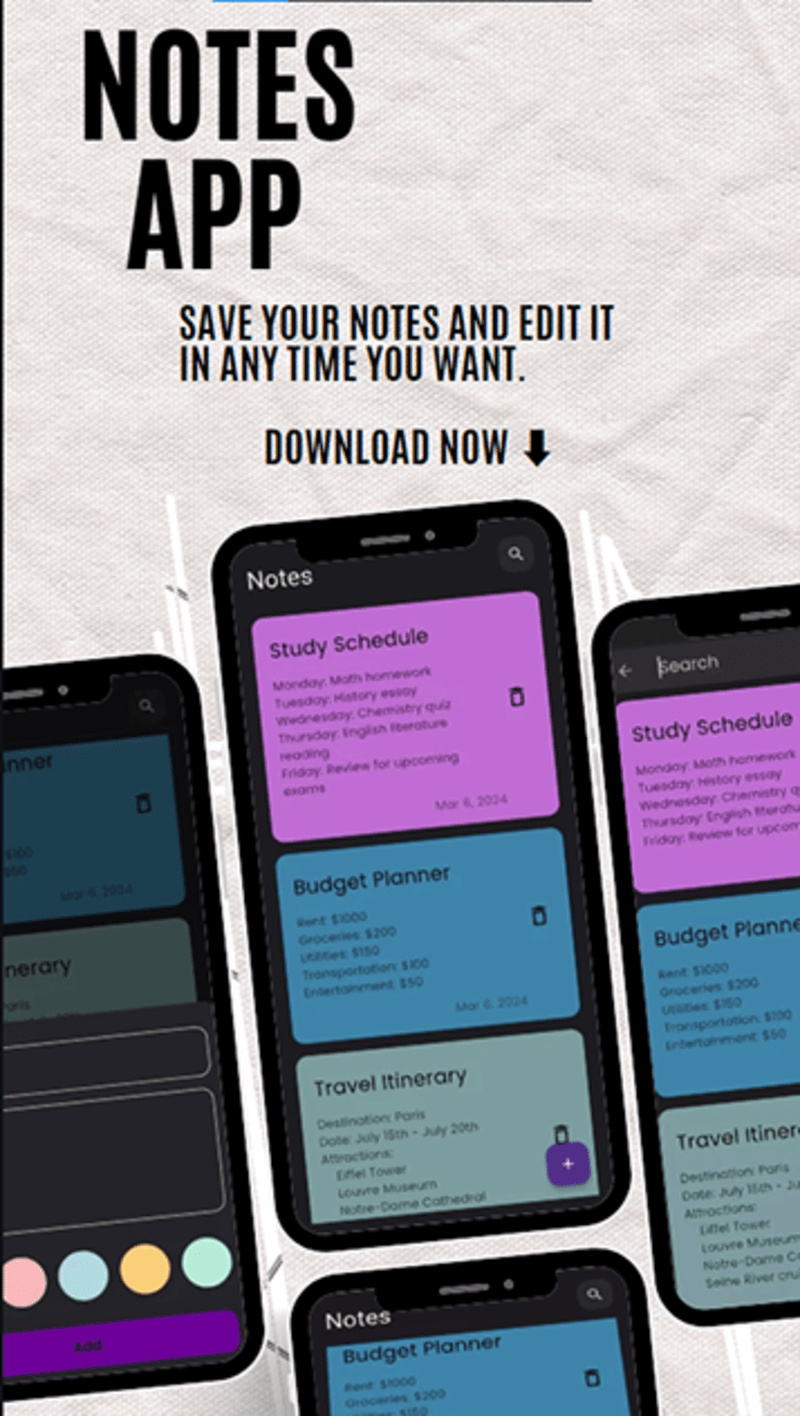 Cover image for Notes-App || Mobile app build with Flutter :: Behance