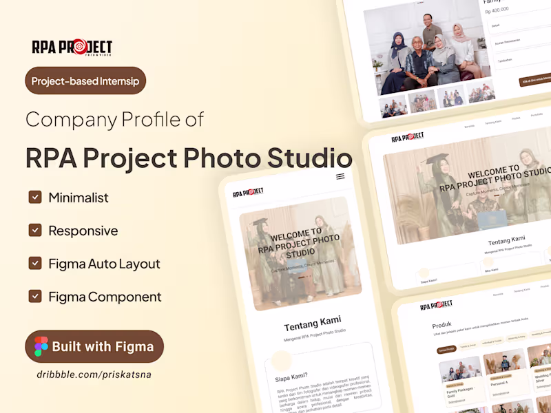 Cover image for Landing Page for RPA Project Photo Studio’s Company Profile