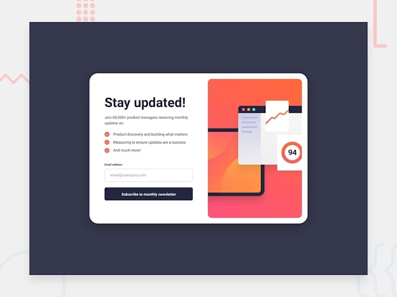 Cover image for Newsletter sign-up form with success message