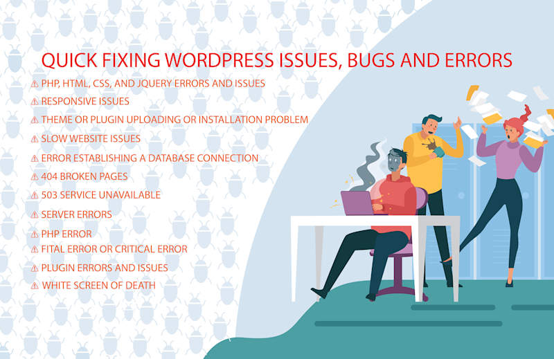 Cover image for I will do quick fix wordpress issues, bugs and errors
