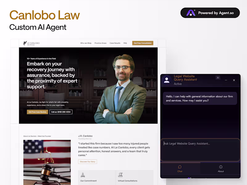 Cover image for LE Canlobo Law: AI Website Assistant Without Legal Advice