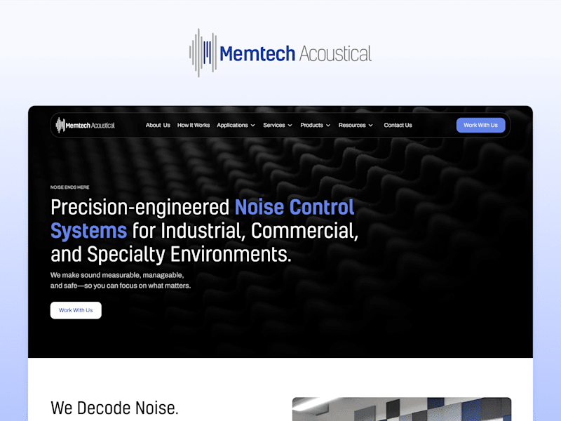 Cover image for Memtech Acoustical Website Revamp