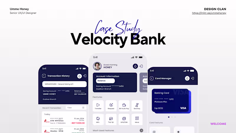 Cover image for Velocity Mobile Banking App Case Study