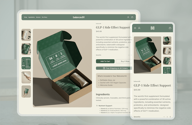 Cover image for Balanced8 • DTC Supplement Brand Website