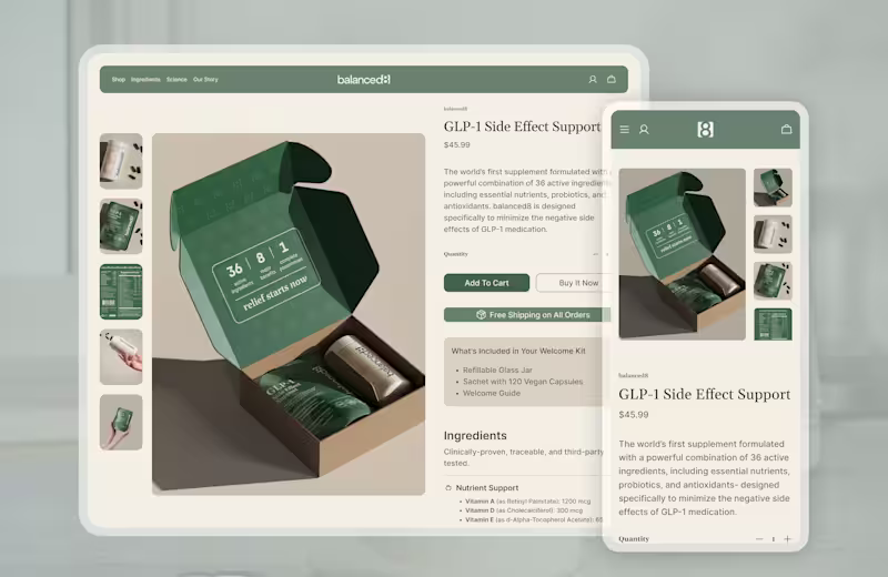 Cover image for Balanced8 • DTC Supplement Brand Website