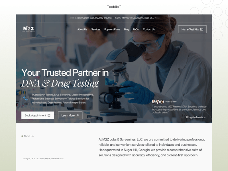 Cover image for Website Design & Development for M2Z Labs & Screenings