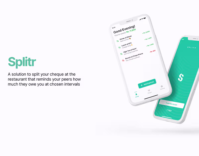 Cover image for Splitr – Split Checks & Track Expenses