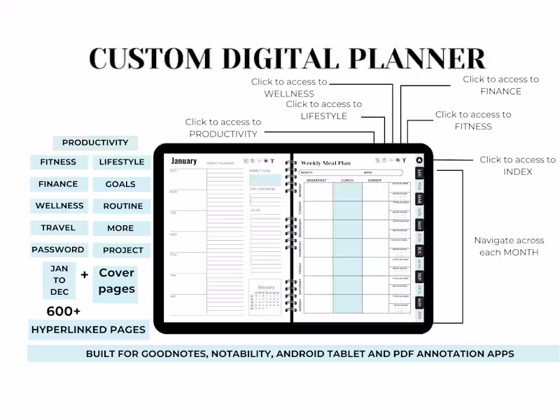 Cover image for I will design digital planner, hyperlinked digital planner