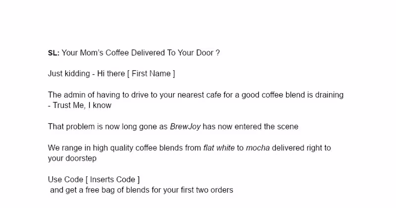 Cover image for BrewJoy Coffee Delivery Promo Copy