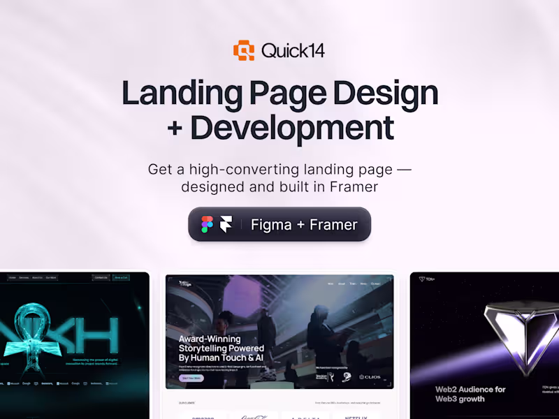Cover image for Landing Page Design + Framer Development.