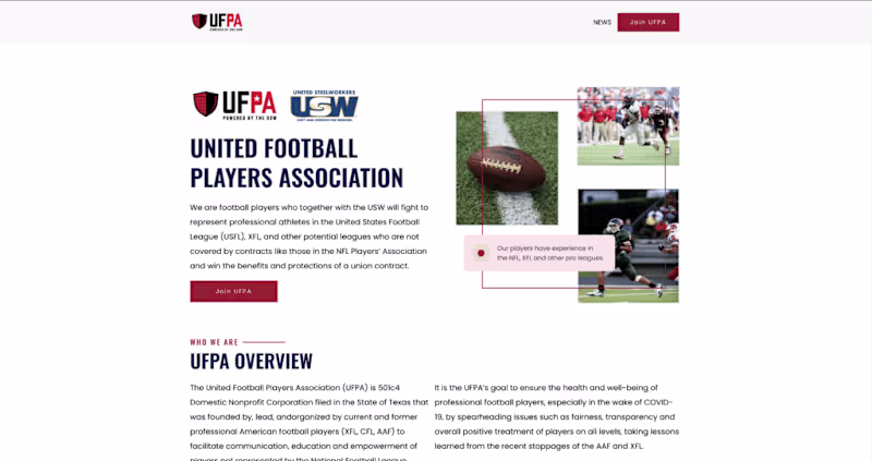 Cover image for United Football Players Association - Vlux Designs