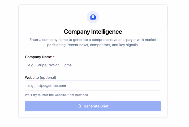 Cover image for 🚀 Showcase Project 🚀 Company Researcher Enter a company na...