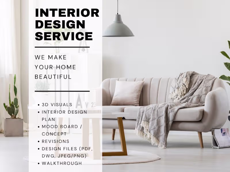 Cover image for I will design modern interiors with layout and 3D visuals.