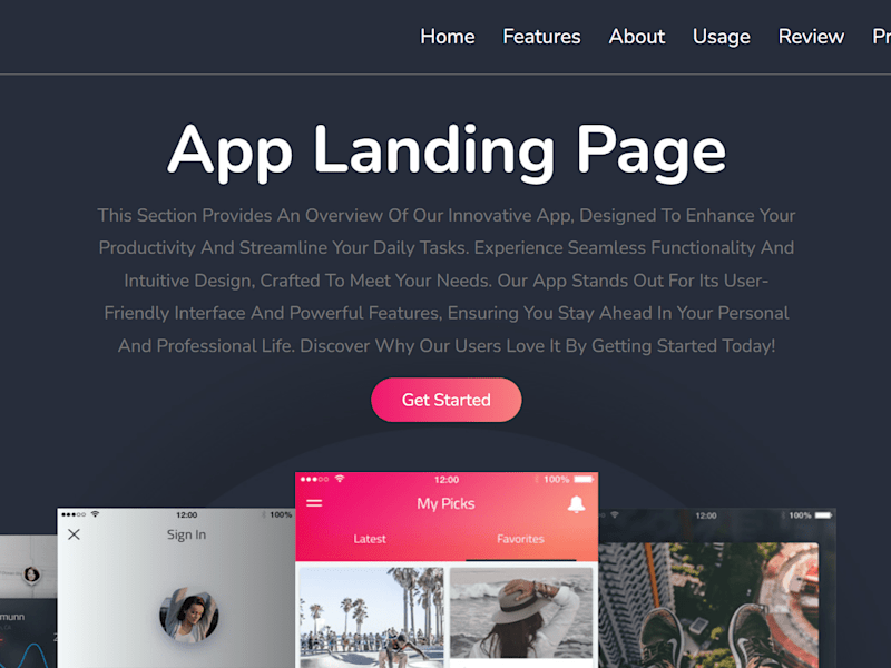 Cover image for App Landing Page 
