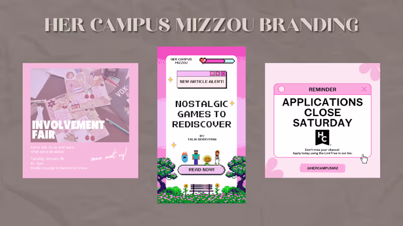 Cover image for Her Campus Mizzou Content Creation and Branding As a writer,...