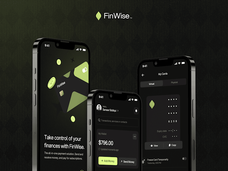 Cover image for FinWise - Fintech App UI UX Design Pt. 02