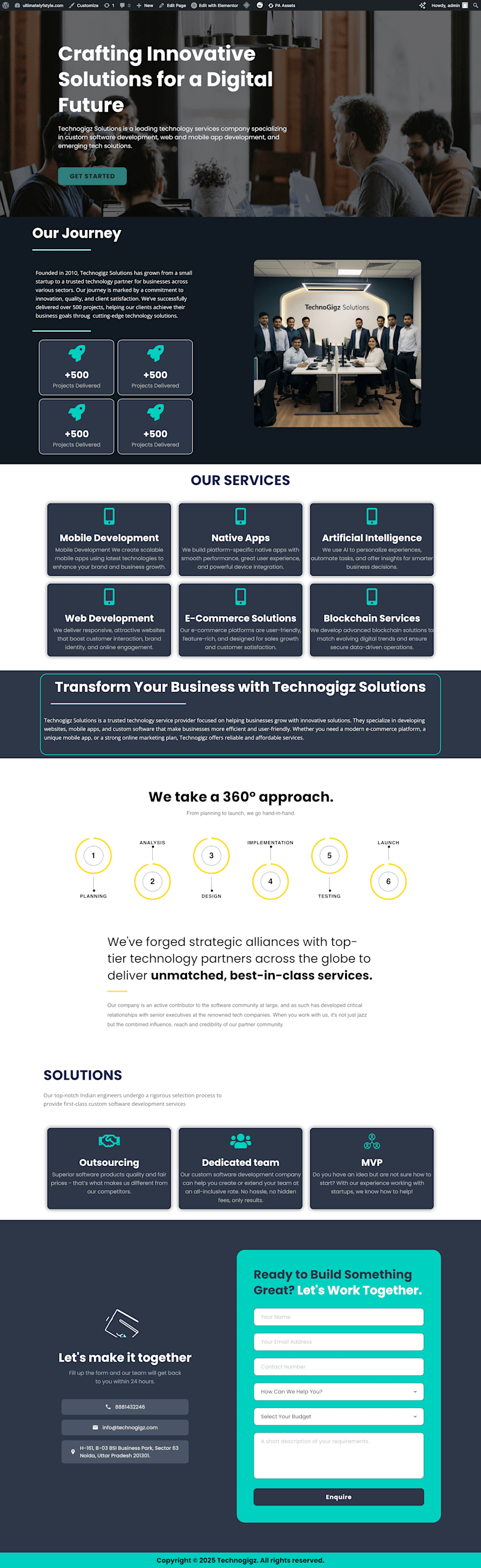 Cover image for Corporate Tech Company Website for Technogigz Solutions
