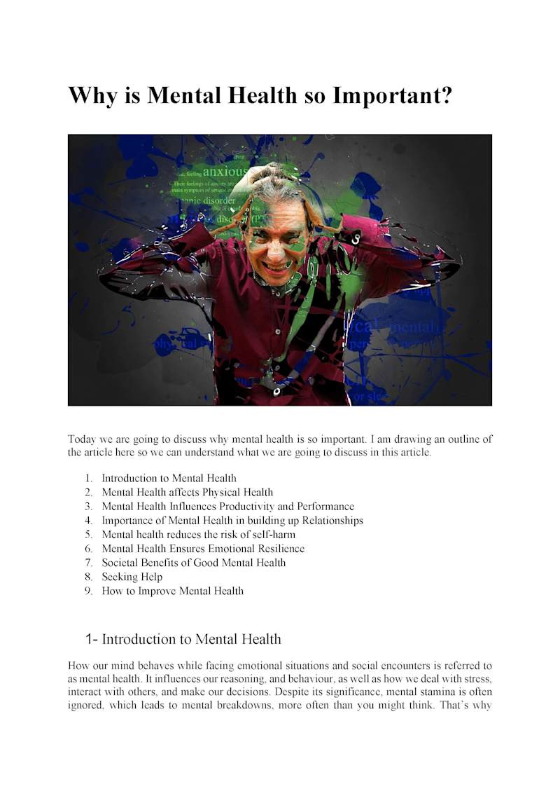 Cover image for The Imprtace of Mental Health