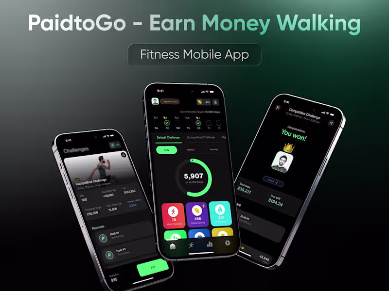 Cover image for PaidtoGo - Earn Money Walking | Fitness Mobile App