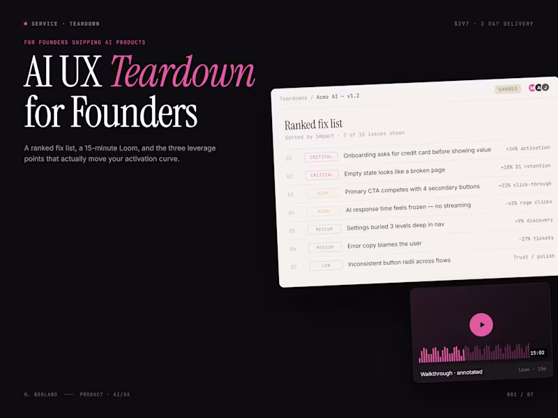 Cover image for AI UX Teardown for Founders
