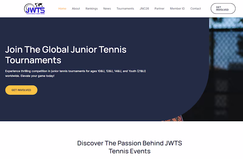 Cover image for Tennis Tournament website