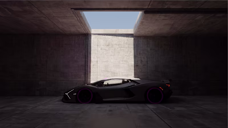Cover image for Sleek Sports Car in Concrete Environment