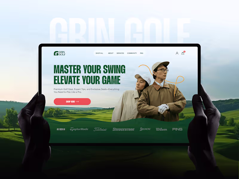 Cover image for Grin Golf-Golf Website & UX UI Design