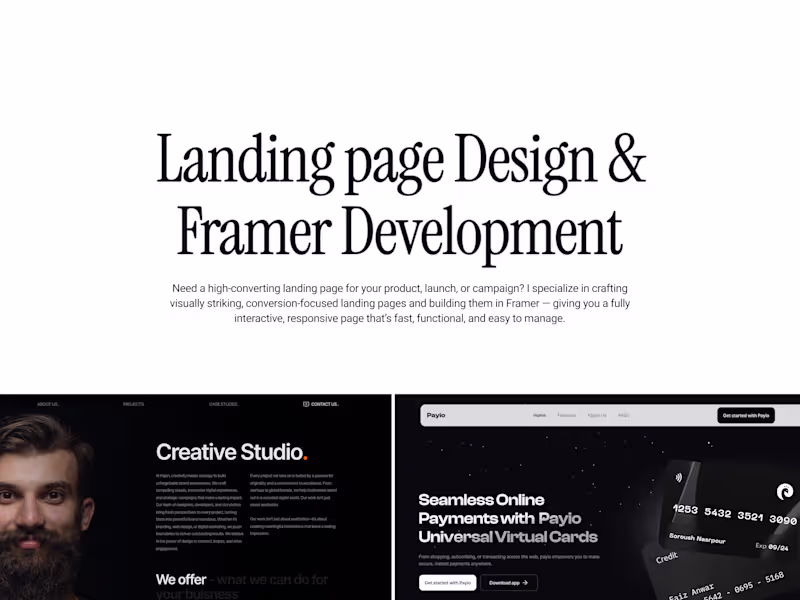 Cover image for Landing Page Design & Framer Developer