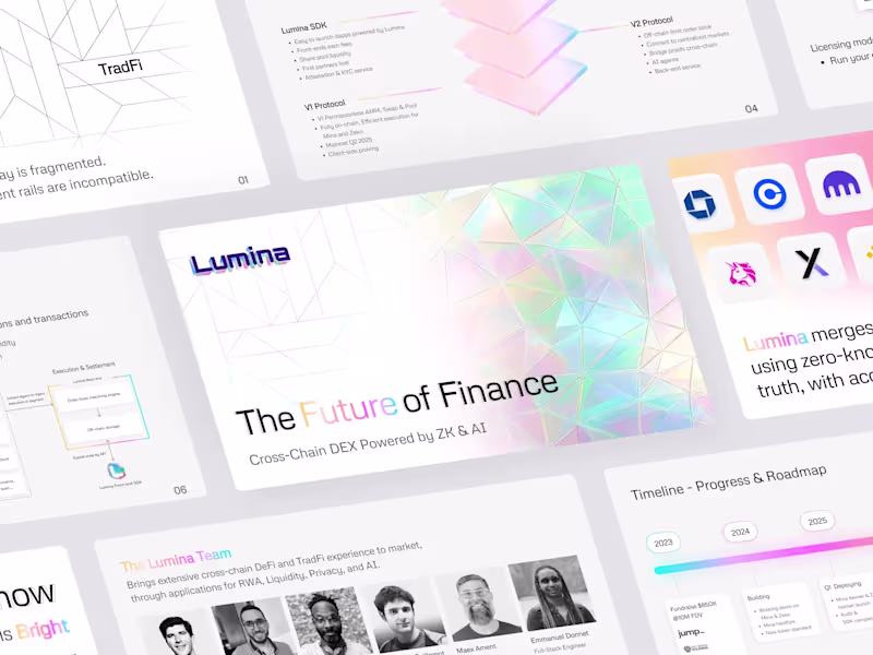 Cover image for Pitch deck for LuminaDEX secured $1M funding led by YBB Capital