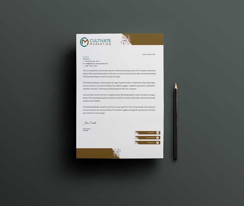 Cover image for CREATIVE LETTERHEAD FOR CULTIVATE MARKETING