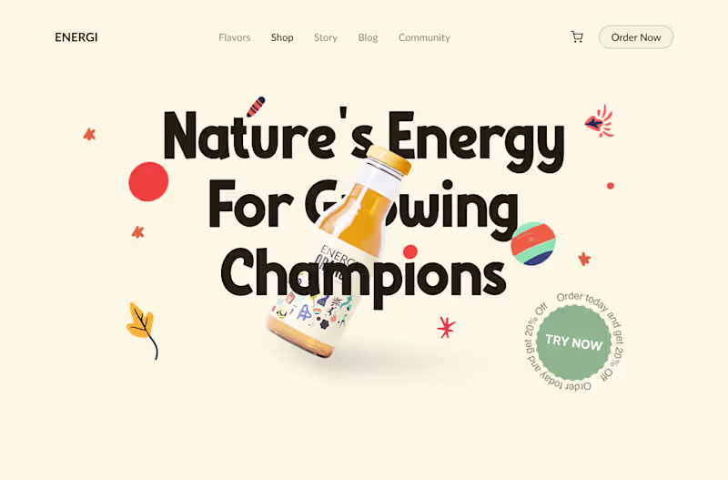 Cover image for Energi Landing Page -  Design for Children's Energy Drink