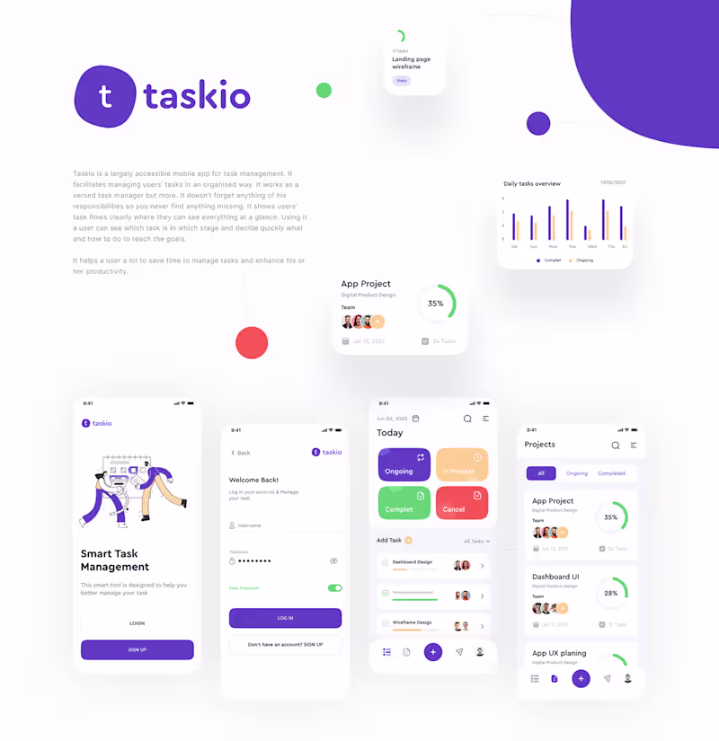 Cover image for Taskio - Project management app ui ux design