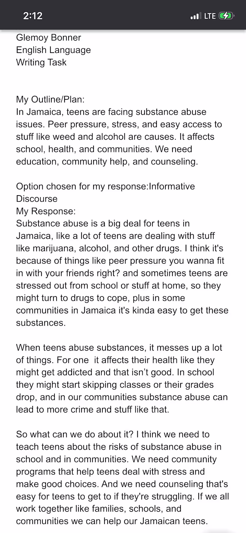 Cover image for Written Task for English Language