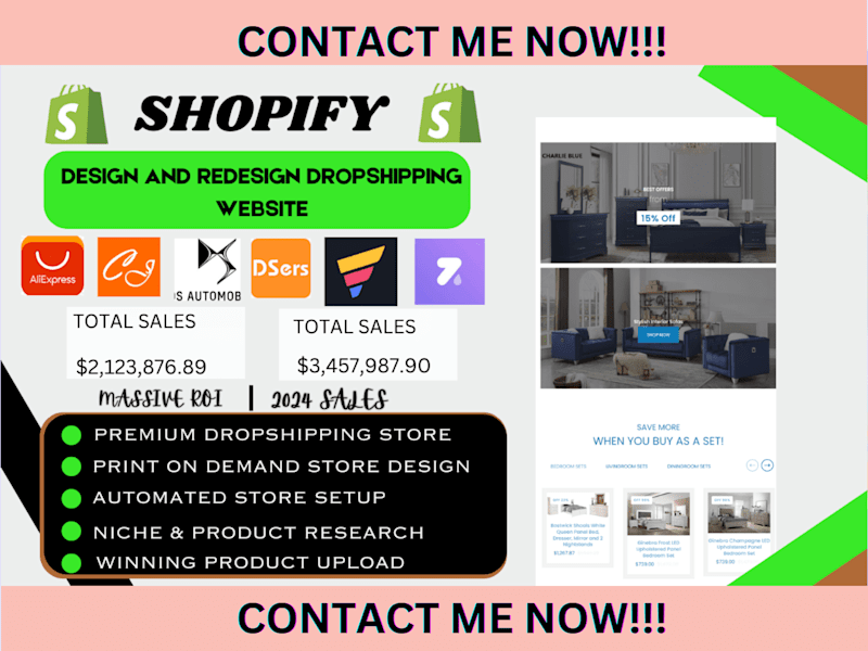 Cover image for I will design or redesign Shopify automated dropshipping website