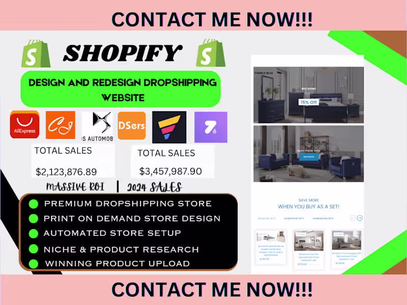 Cover image for I will design or redesign Shopify automated dropshipping website