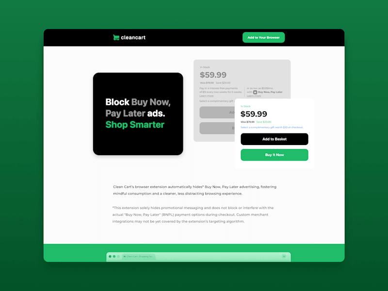 Cover image for Clean Cart BNPL Blocking Extension