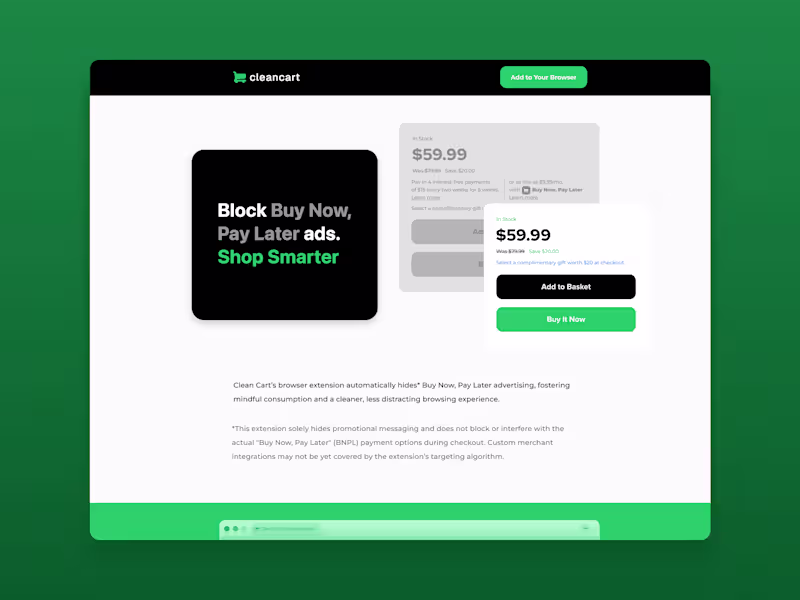 Cover image for Clean Cart BNPL Blocking Extension
