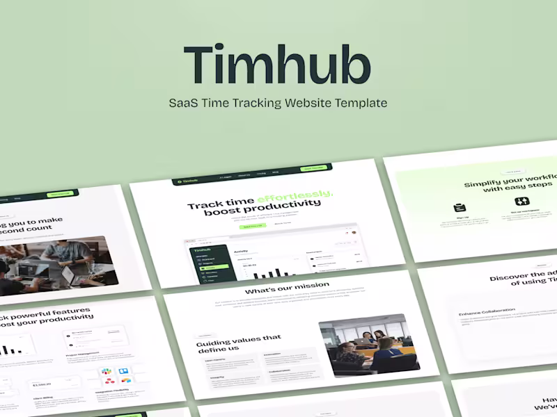 Cover image for Timhub - SaaS Time Tracking Website Template