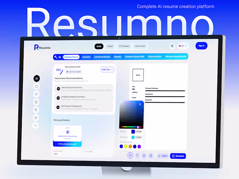 Cover image for Resumno — AI Resume Creation Platform