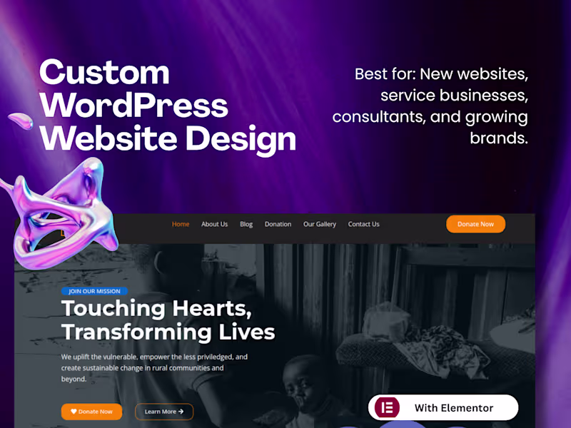 Cover image for Custom WordPress Website Design with Elementor